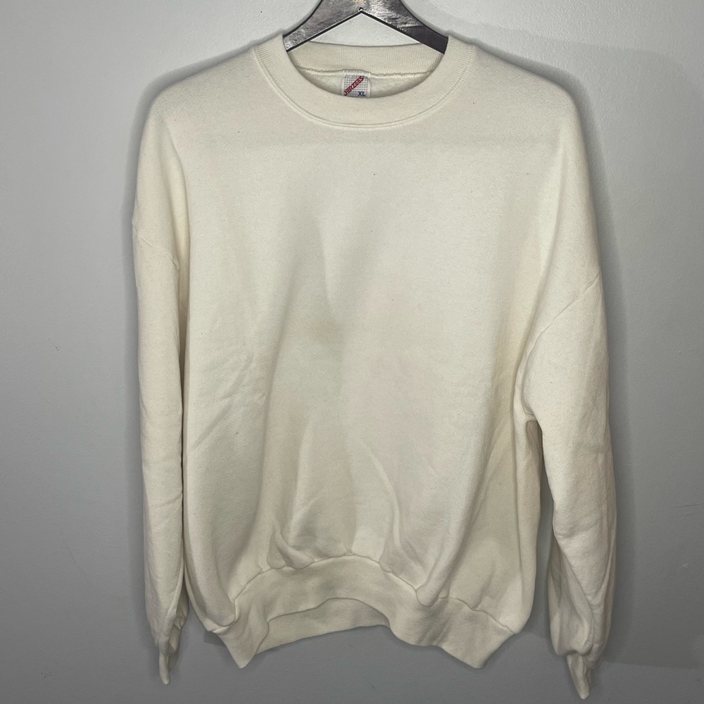 Vintage 90s Jerzees White Blank Sweatshirt Size XL Mens
